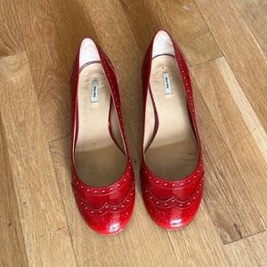 Miu Miu red patent ballet pump